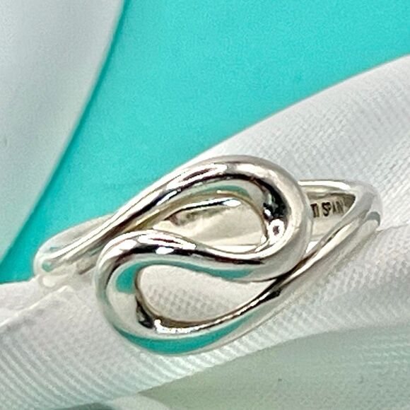 Tiffany & Co Vintage Elsa Peretti Open Wave Ring - Silver - sz 6.5 - Picture 6 of 11